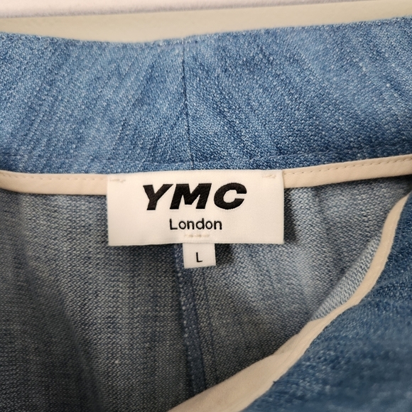 YMC London Blue Cotton Linen Wide Leg Trouser Pant Size Large - Picture 6 of 7